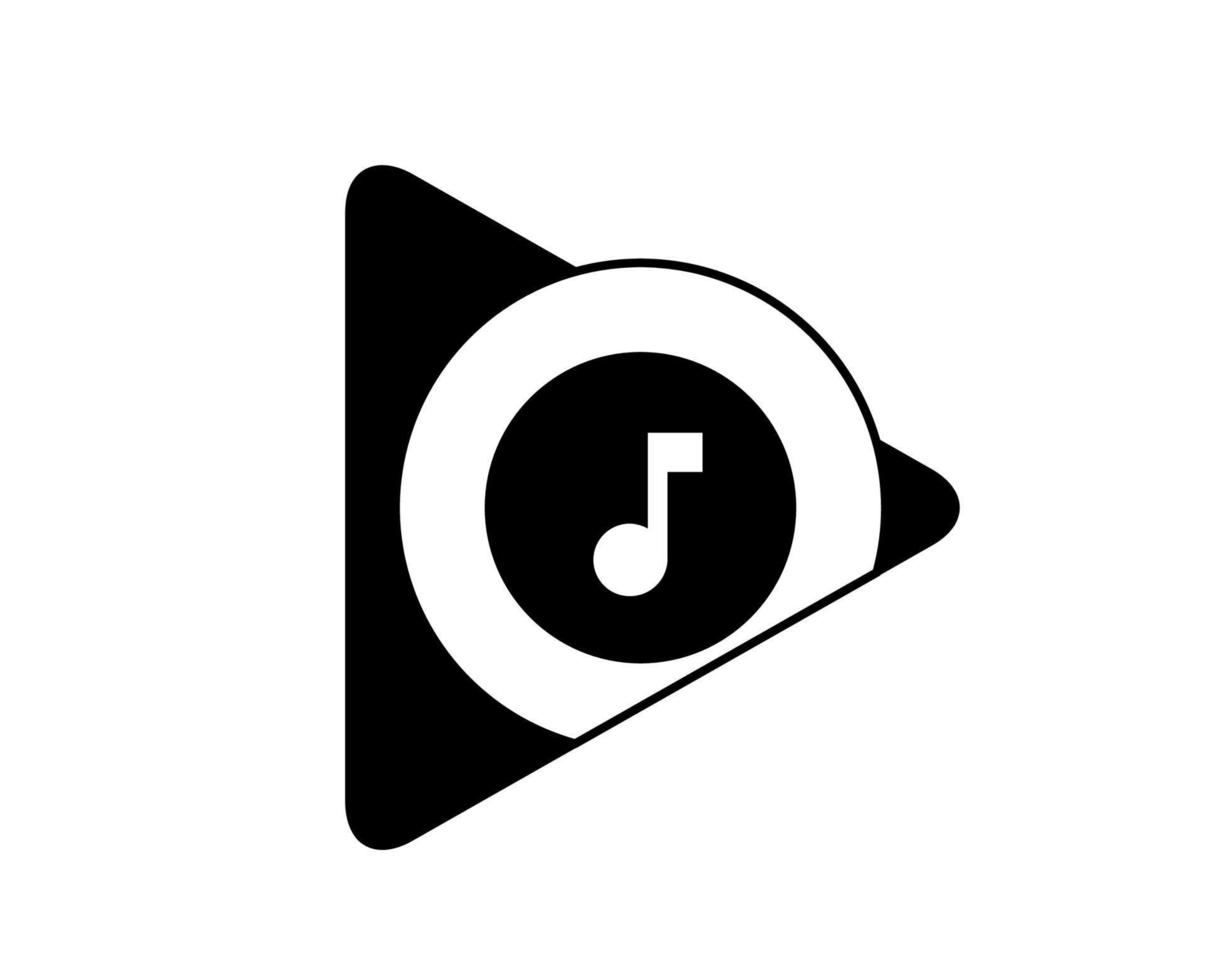 Google giocare musica logo simbolo nero design mobile App vettore illustrazione