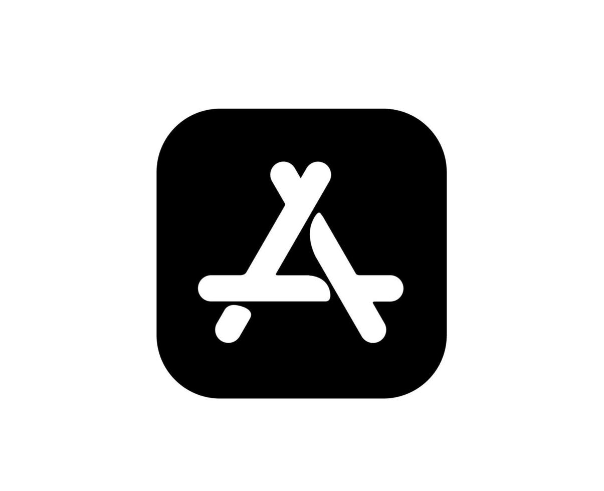 App memorizzare logo icona Software Mela Telefono simbolo nero design mobile vettore illustrazione