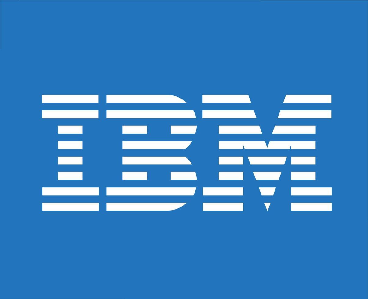 ibm marca simbolo Software computer logo bianca design vettore illustrazione con blu sfondo