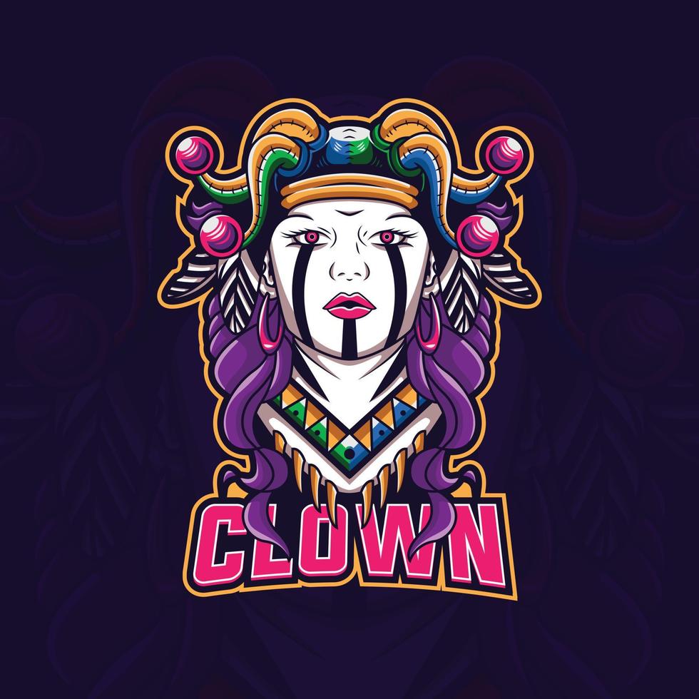 clown donna logo modello illustrazione vettore