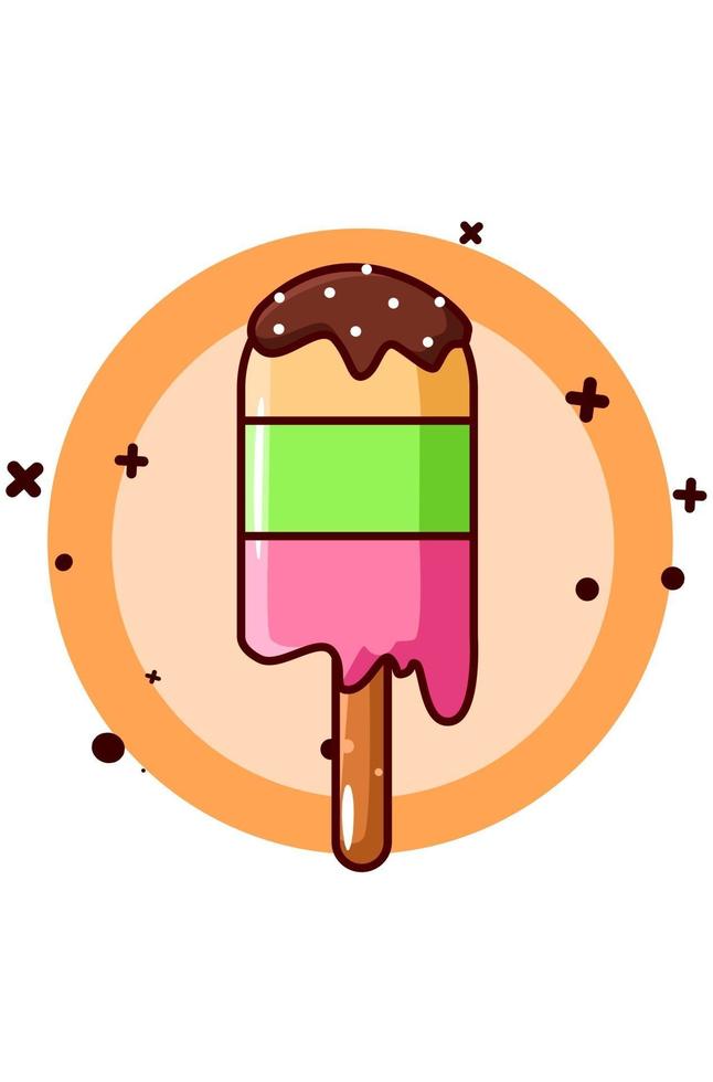 illustrazione di cartone animato colorato gelato dolce stick vettore