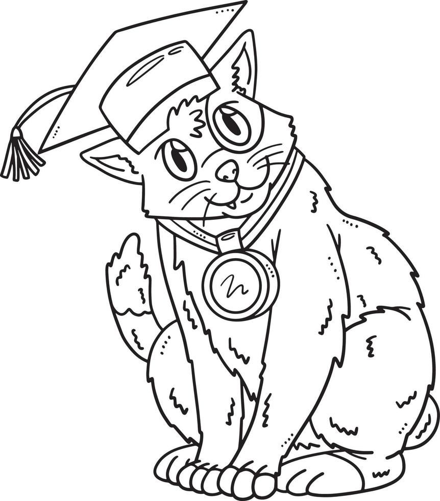 gatto indossare la laurea berretto isolato colorazione vettore