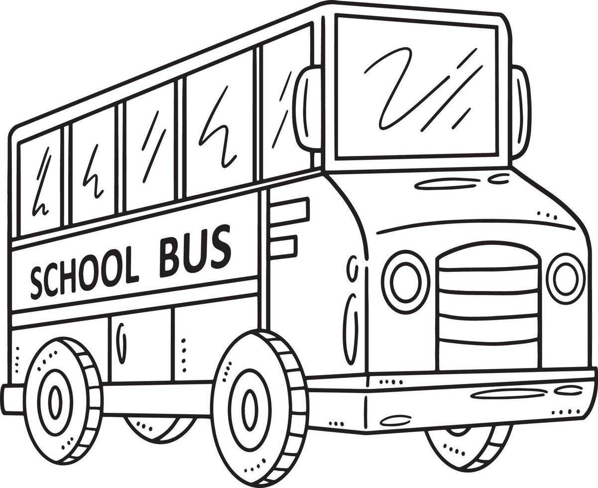 indietro per scuola autobus isolato colorazione pagina per bambini vettore