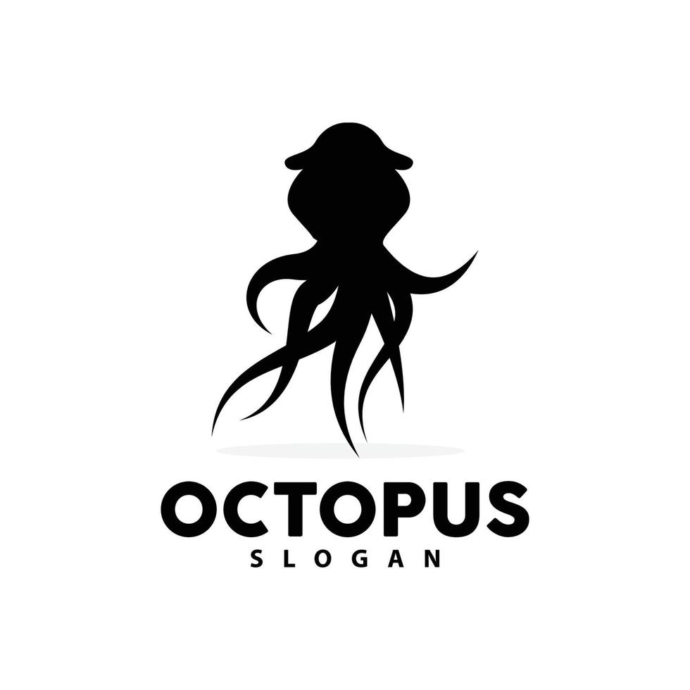 polpo logo, mare animali vettore, frutti di mare ingredienti seppia tentacoli icona silhouette design vettore