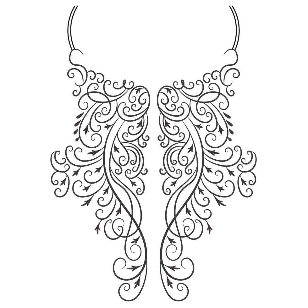 tessile tessuto collo disegno, modello tradizionale, floreale collana ricamo design per moda donne capi di abbigliamento scollatura design per tessile Stampa. vettore