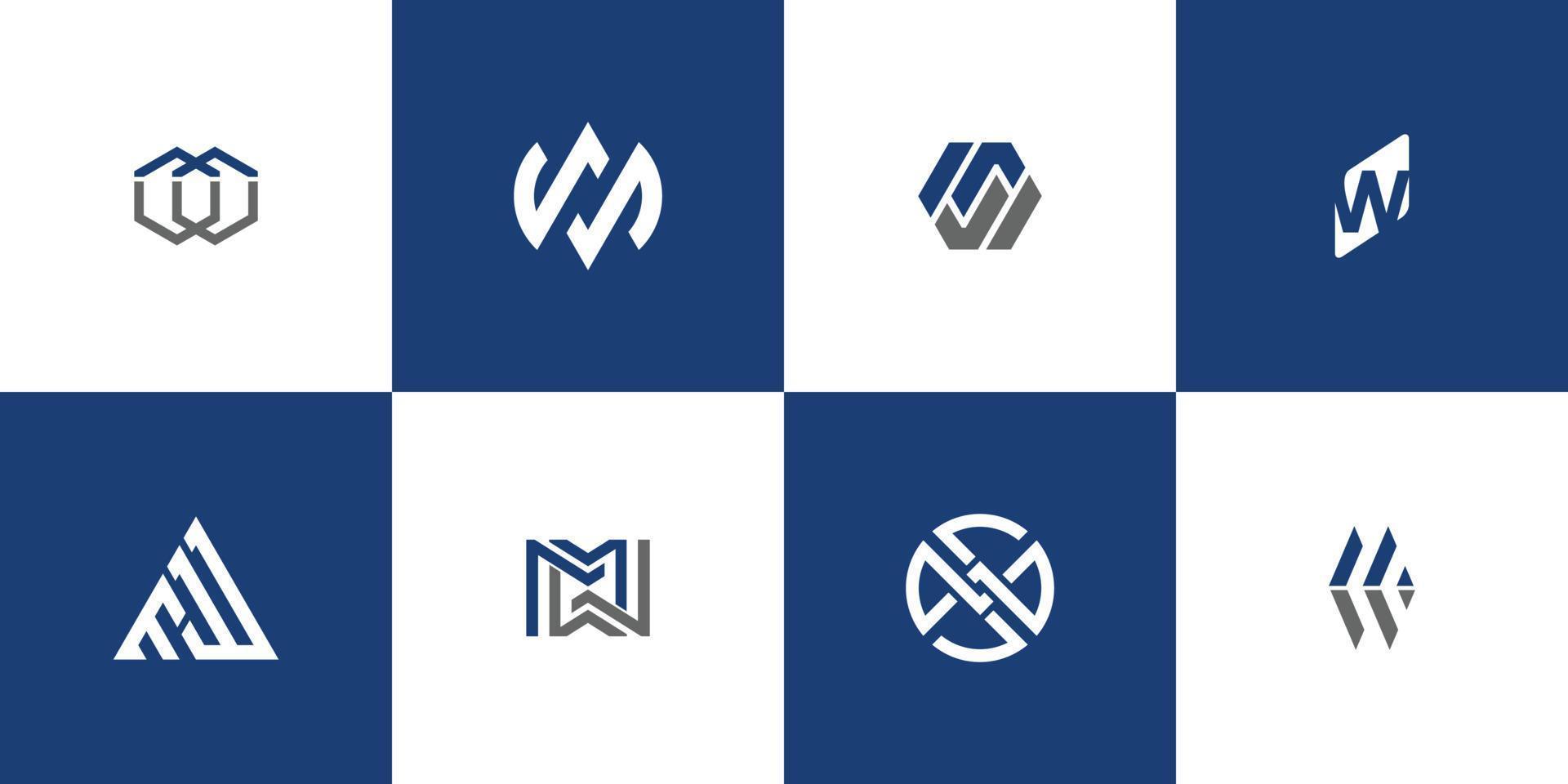 impostato di iniziale lettera mw o wm grafico design illustrazione. icona, simbolo, creativo. vettore