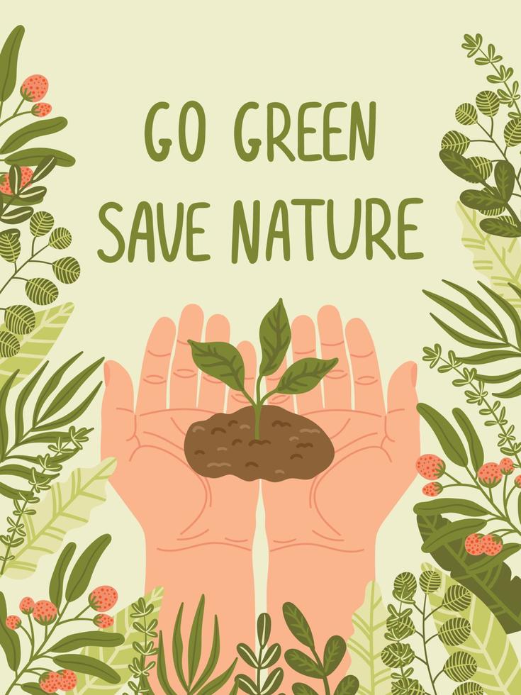 contento terra giorno Salva natura. vettore eco illustrazione per sociale media, manifesto, striscione, carta, aviatore su il tema di Salvataggio pianeta, umano mani proteggere terra