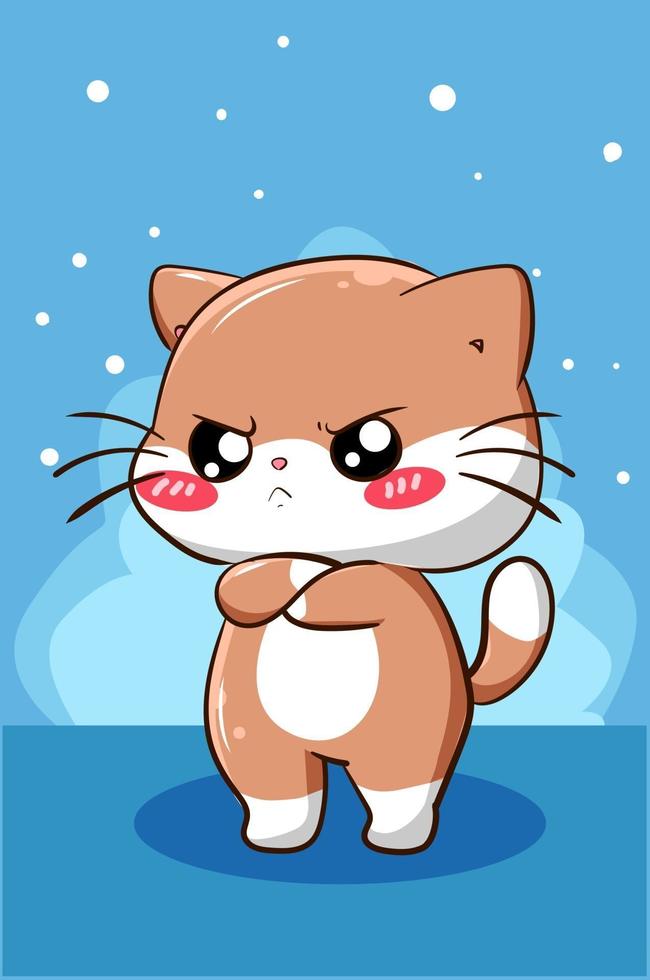 carino e divertente illustrazione di cartone animato piccolo gatto vettore