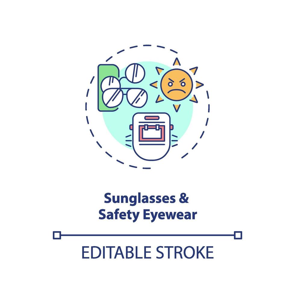 occhiali da sole e icona del concetto di occhiali di sicurezza vettore