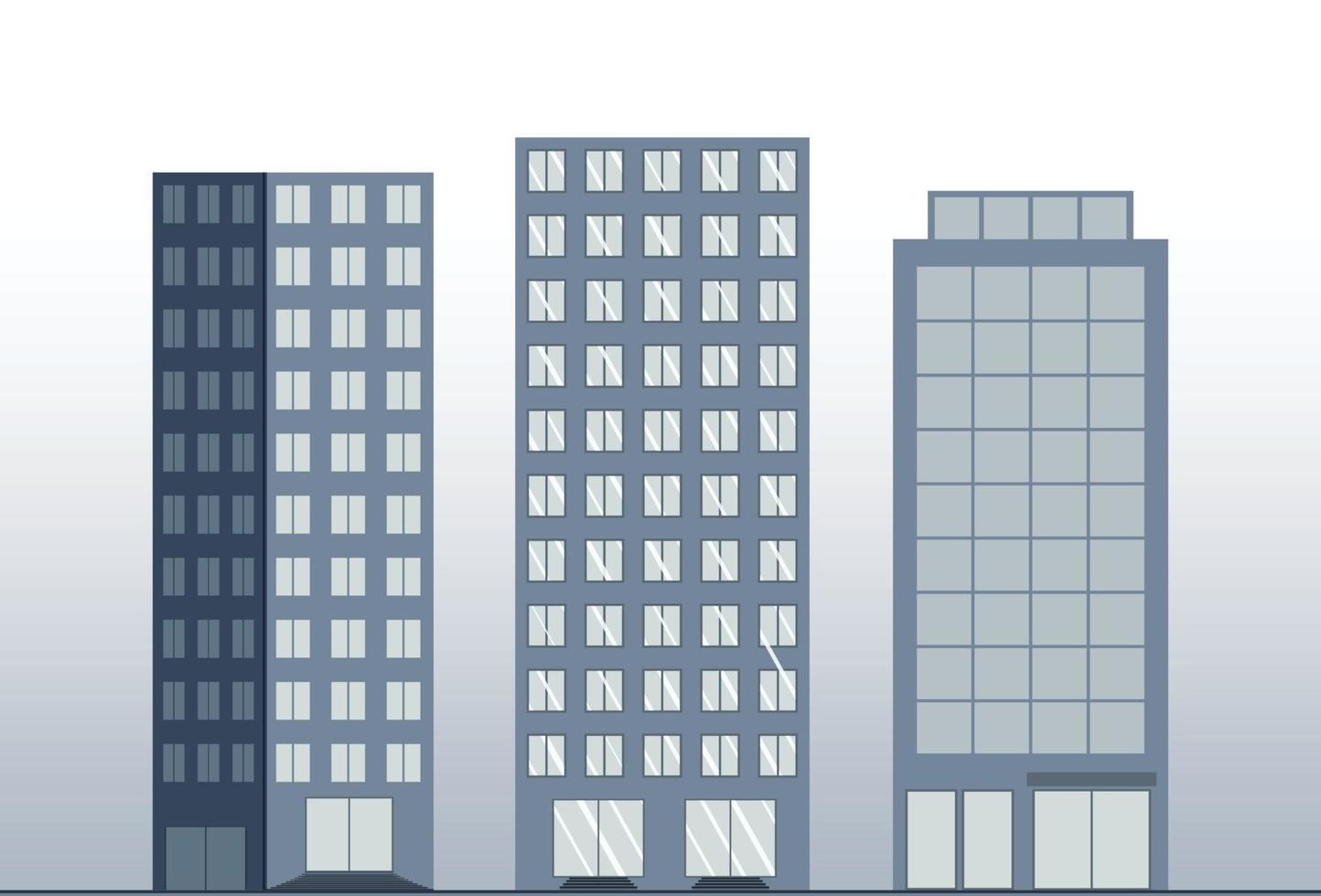 impostato di città Torre edifici illustrazione, grattacielo vero tenuta abitabile edificio silhouette vettore
