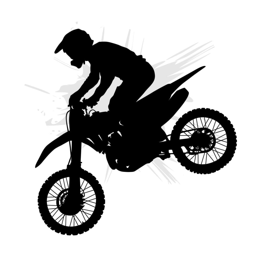 motocross piloti eseguire trucchi nel il aria. vettore silhouette illustrazione