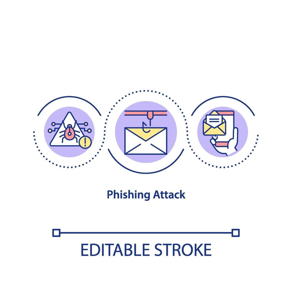 icona del concetto di attacco di phishing vettore