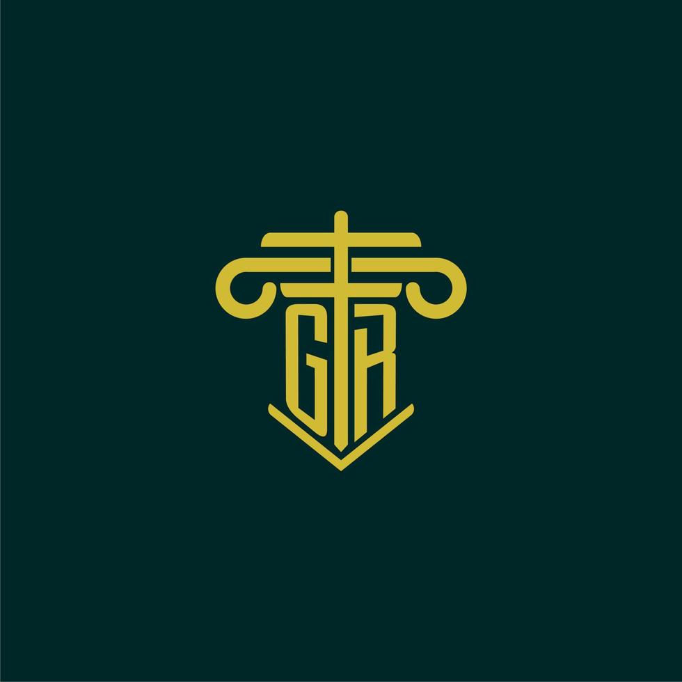 gr iniziale monogramma logo design per legge azienda con pilastro vettore Immagine