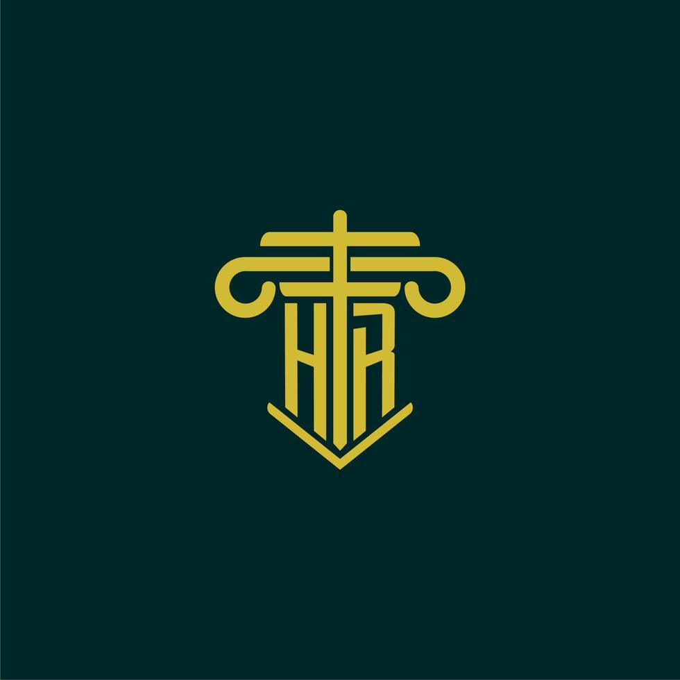 hr iniziale monogramma logo design per legge azienda con pilastro vettore Immagine