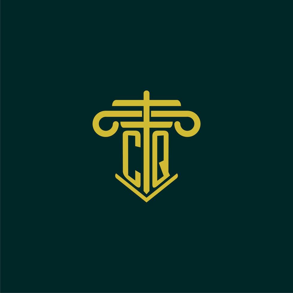 cq iniziale monogramma logo design per legge azienda con pilastro vettore Immagine