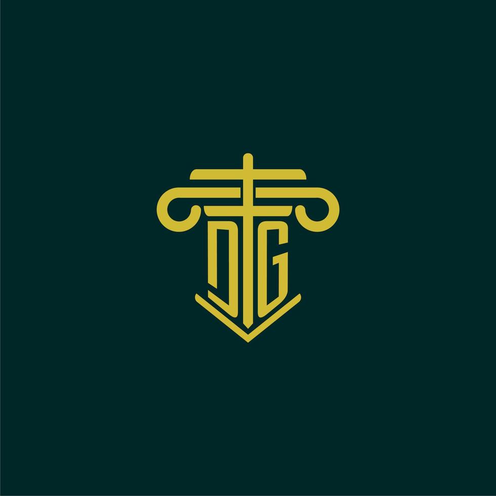 dg iniziale monogramma logo design per legge azienda con pilastro vettore Immagine
