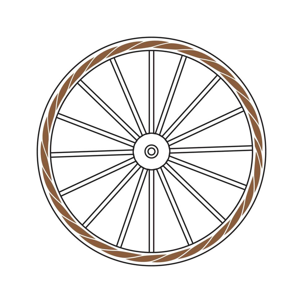 vecchio di legno ruota icona vettore