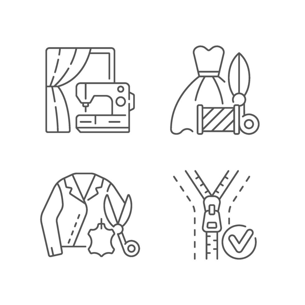set di icone lineare di servizio di riparazione di vestiti vettore