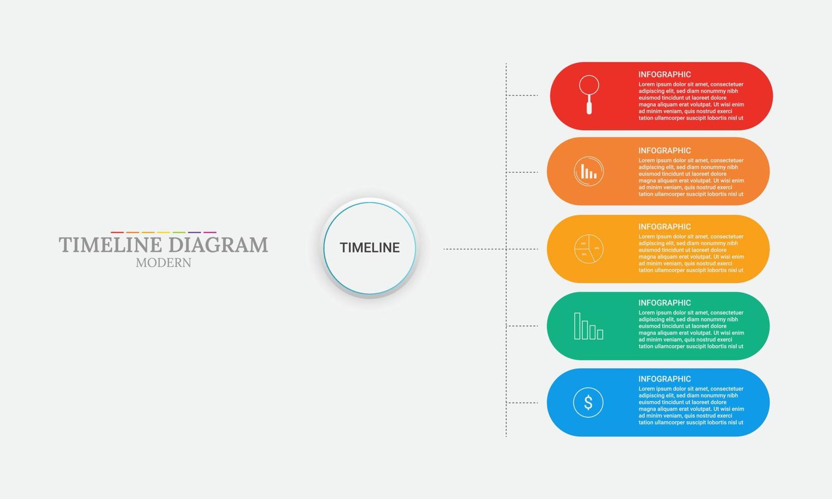 Informazioni grafico modello adatto per il tuo attività commerciale. con 5 passo moderno diagrammi, vettore presentazione