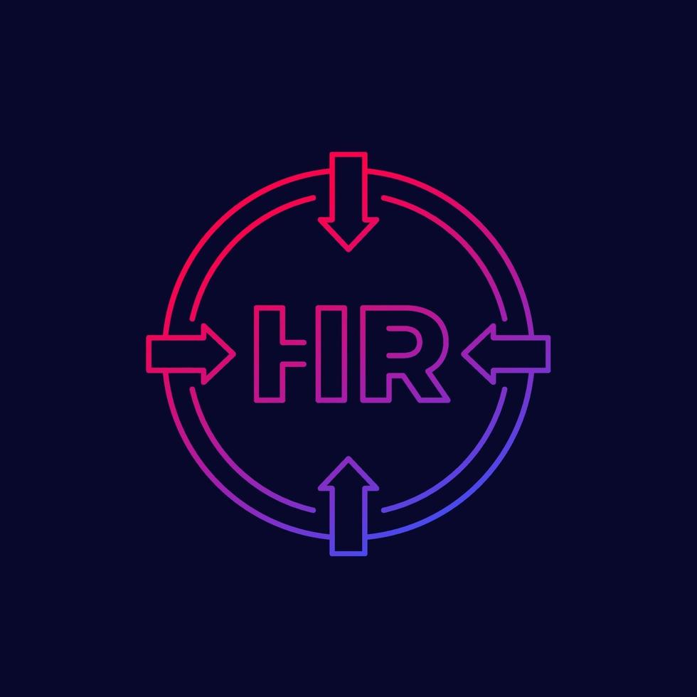 icona hr, design lineare delle risorse umane vettore