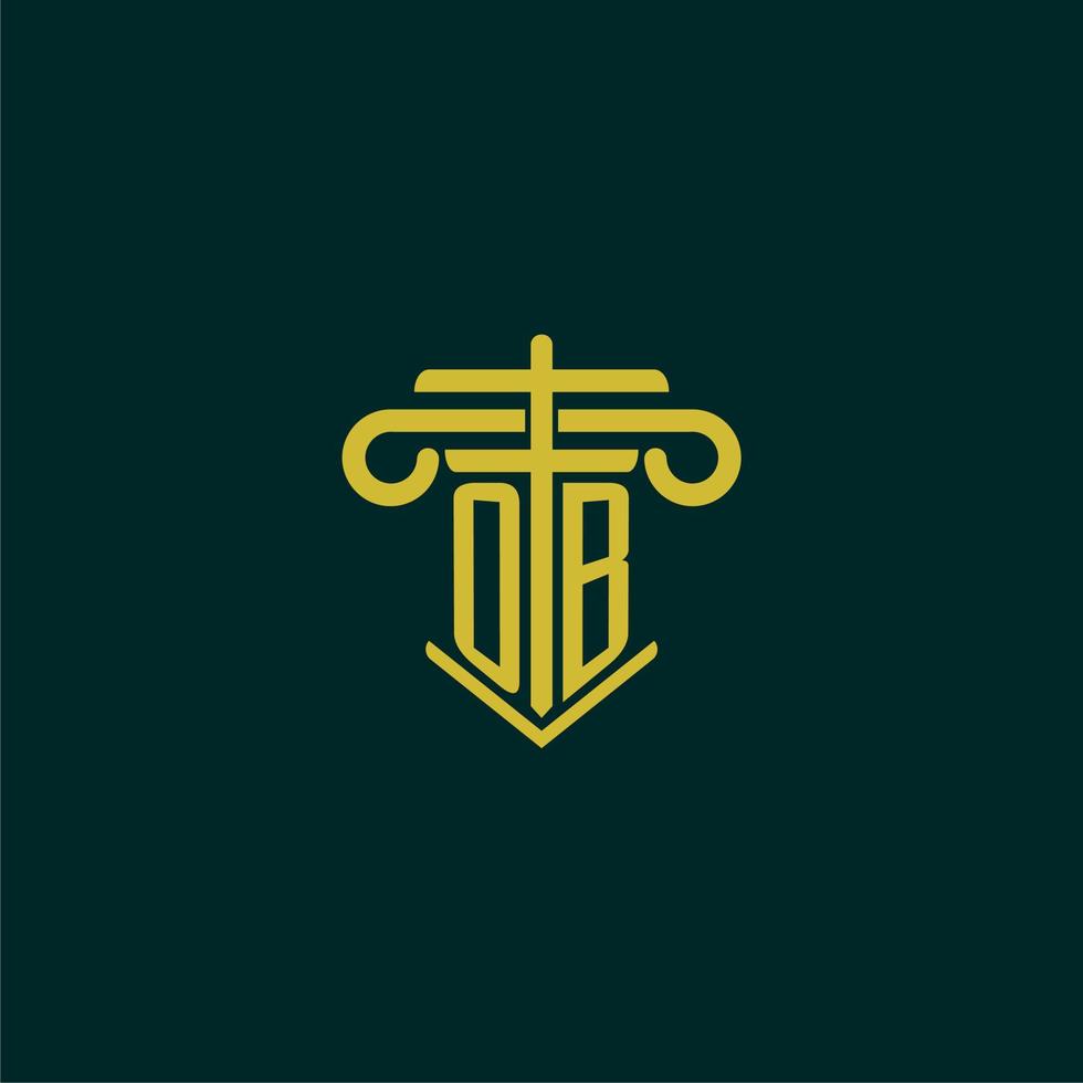 ob iniziale monogramma logo design per legge azienda con pilastro vettore Immagine