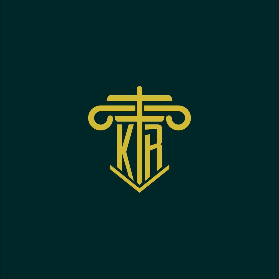 kr iniziale monogramma logo design per legge azienda con pilastro vettore Immagine