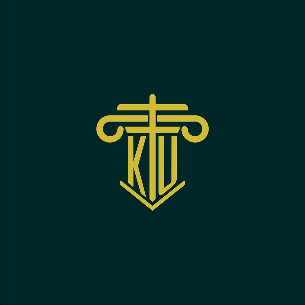 ku iniziale monogramma logo design per legge azienda con pilastro vettore Immagine