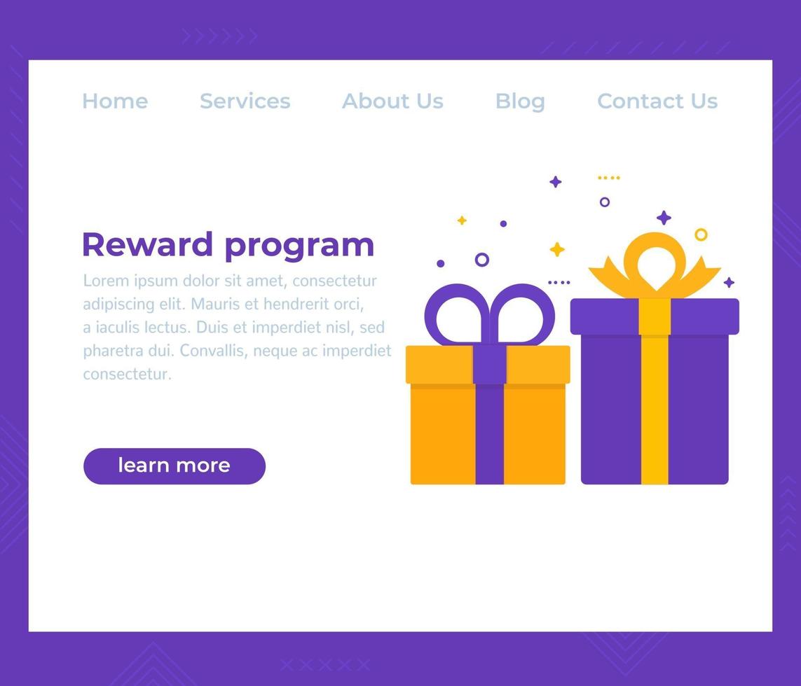 programma di ricompensa, progettazione di siti Web, vettore