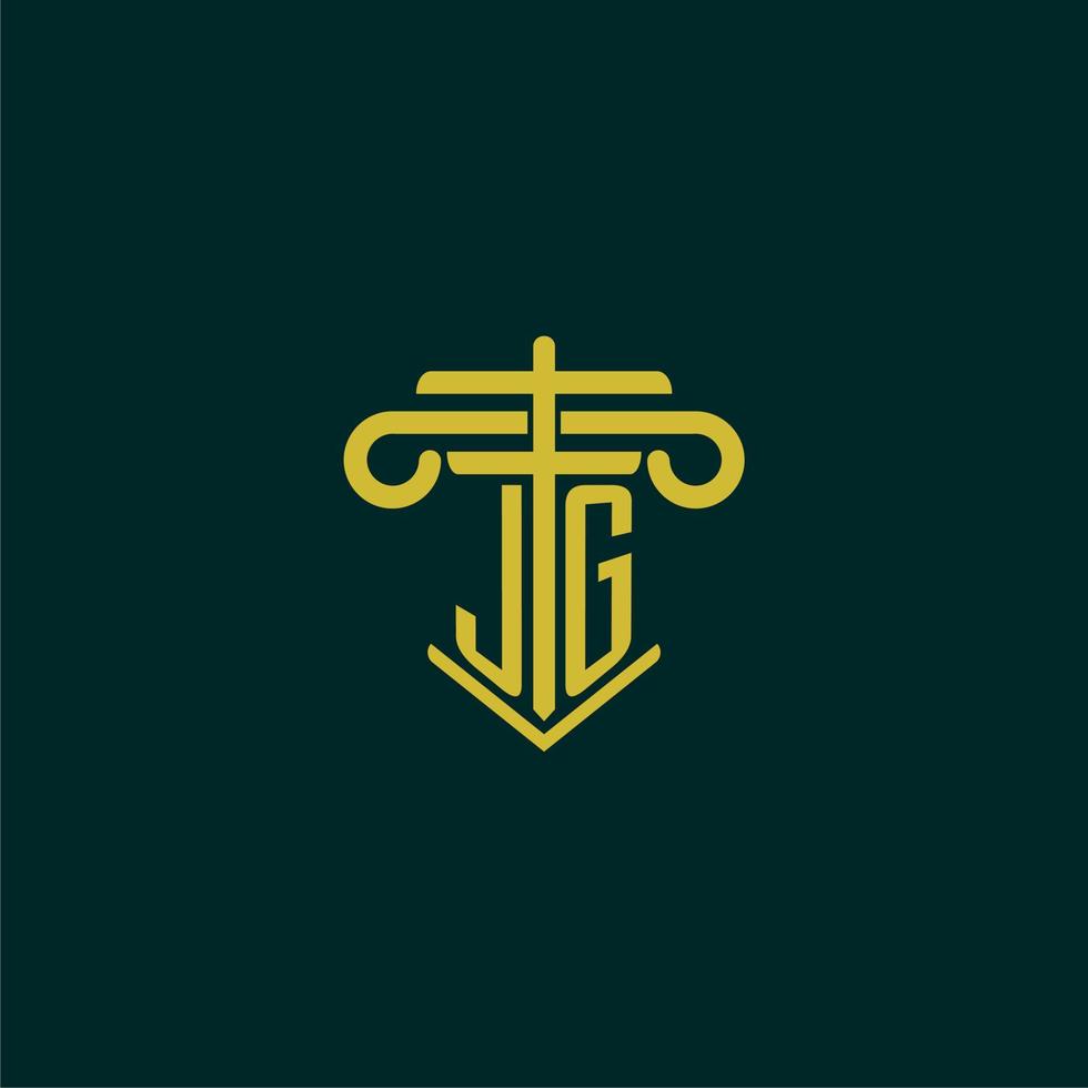 jg iniziale monogramma logo design per legge azienda con pilastro vettore Immagine