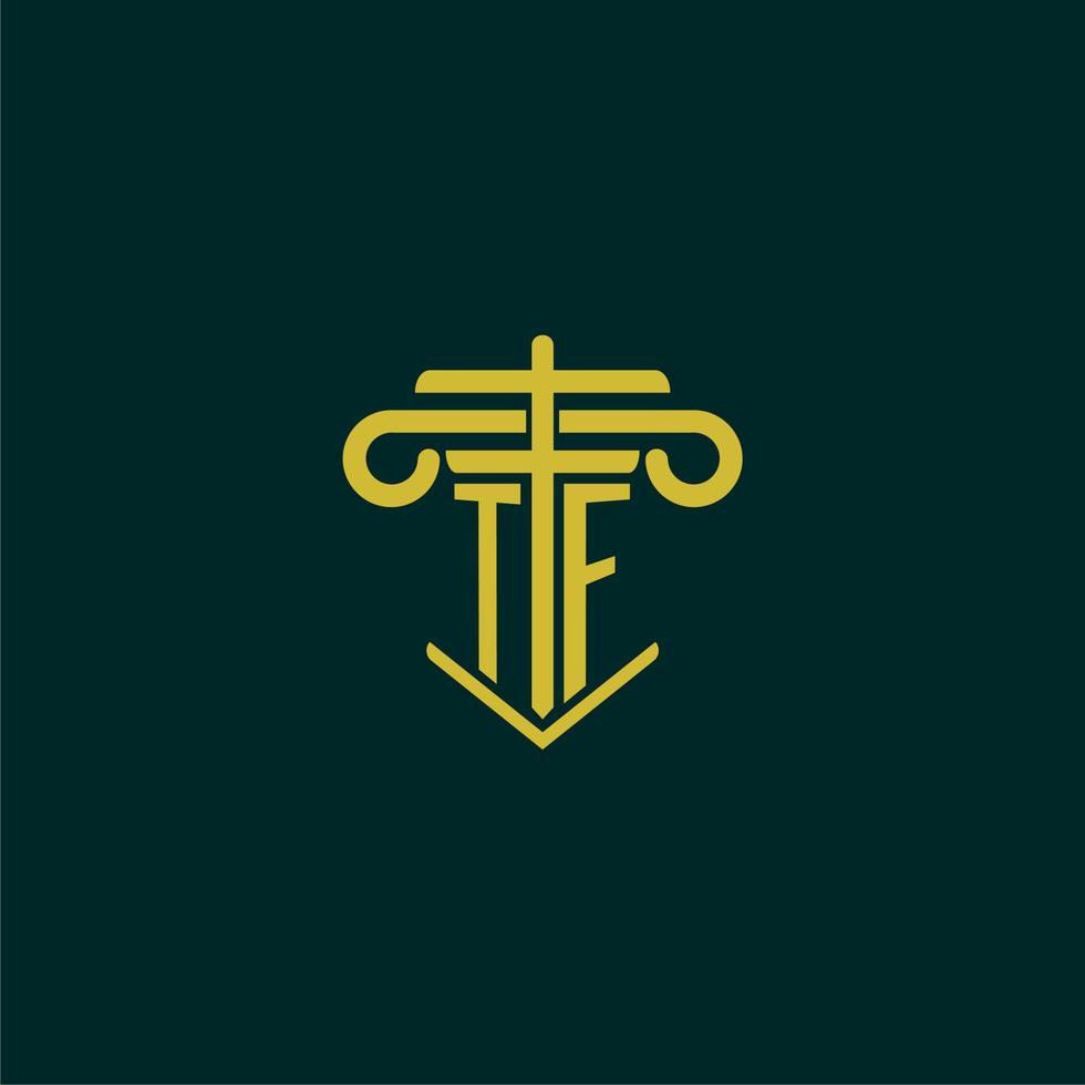 tf iniziale monogramma logo design per legge azienda con pilastro vettore Immagine