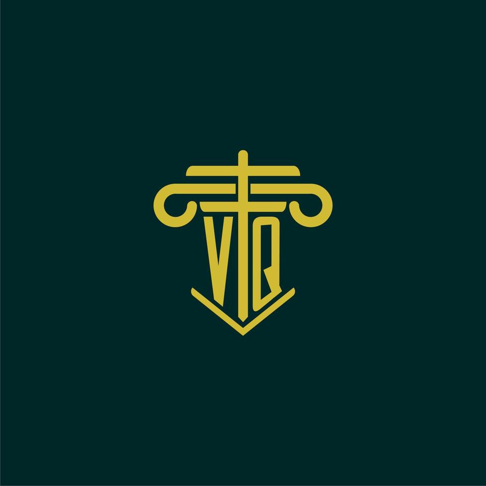 vq iniziale monogramma logo design per legge azienda con pilastro vettore Immagine