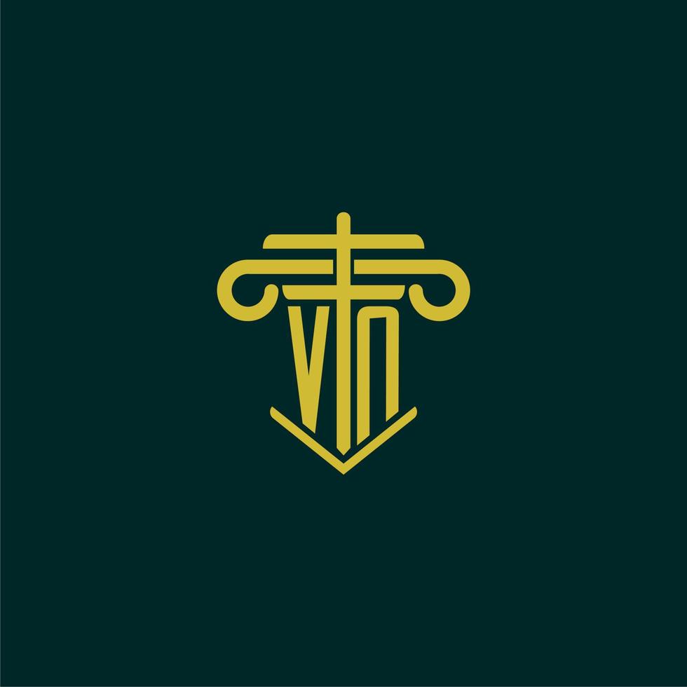 vn iniziale monogramma logo design per legge azienda con pilastro vettore Immagine