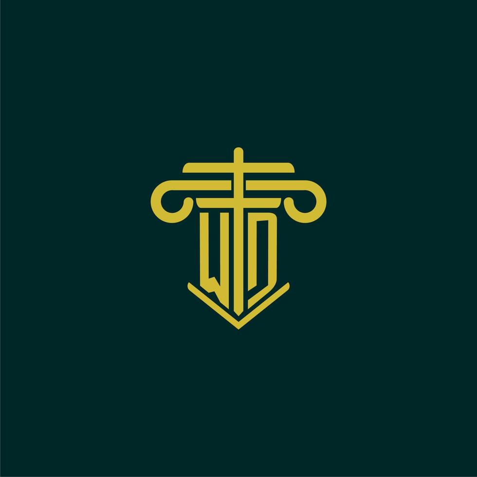 wd iniziale monogramma logo design per legge azienda con pilastro vettore Immagine