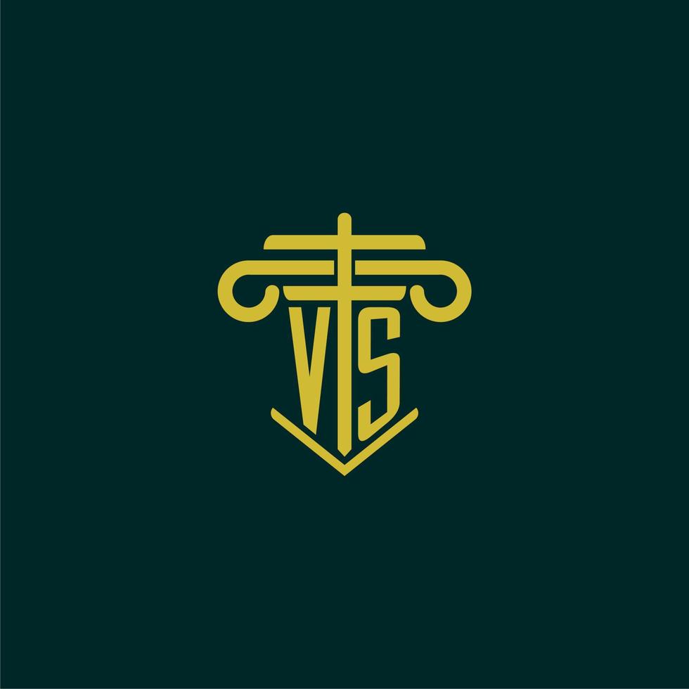 vs iniziale monogramma logo design per legge azienda con pilastro vettore Immagine