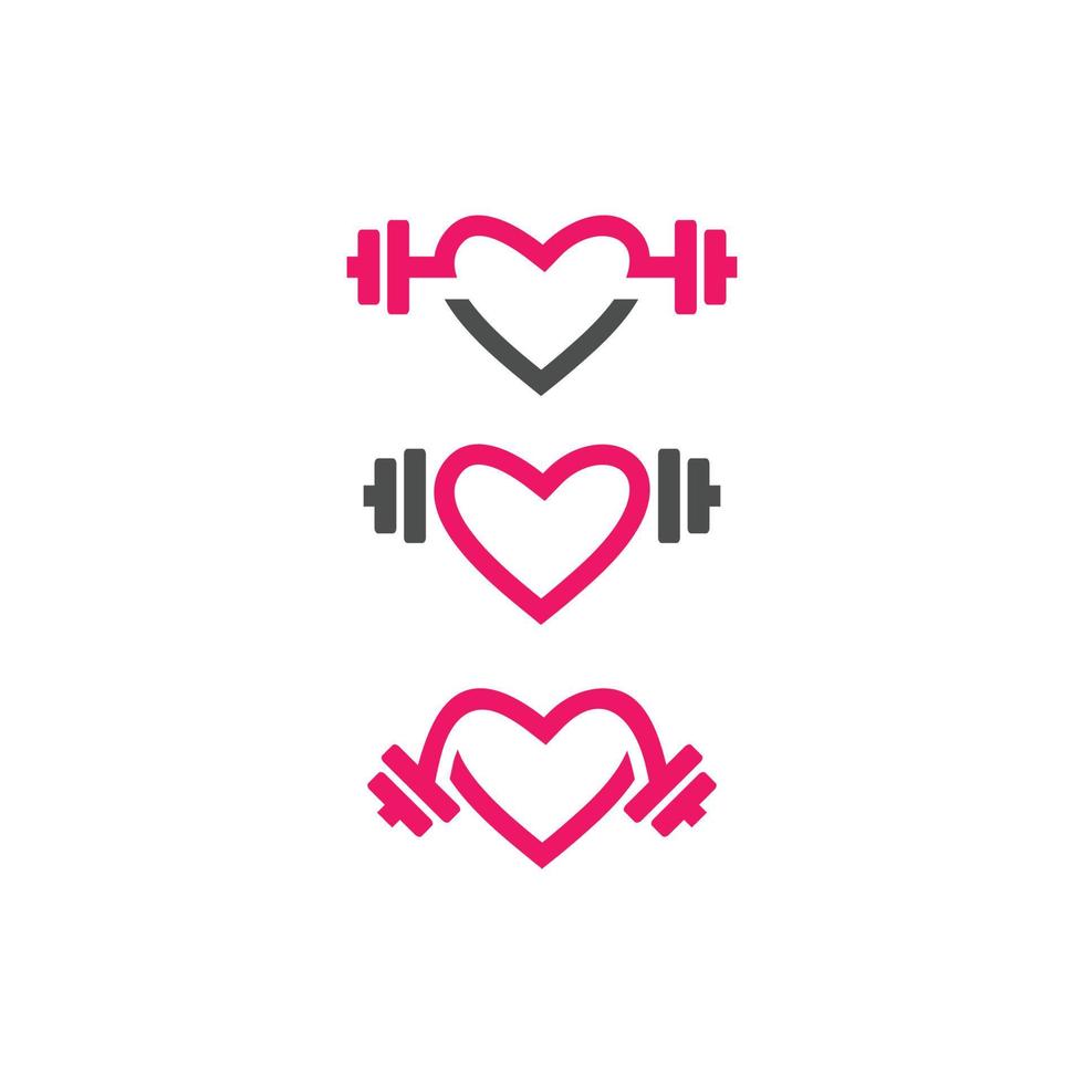 fitness amore piatto logo vettore