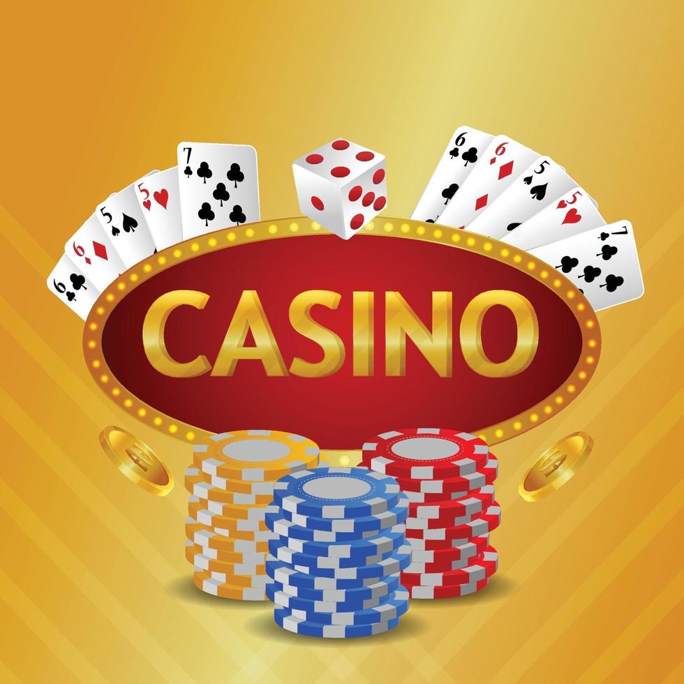 sfondo di invito vip di lusso casinò con carte da gioco e fiches del casinò vettore