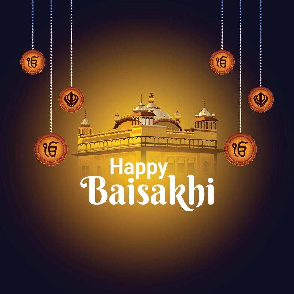 felice festa sikh vaisakhi con tample d'oro vettore