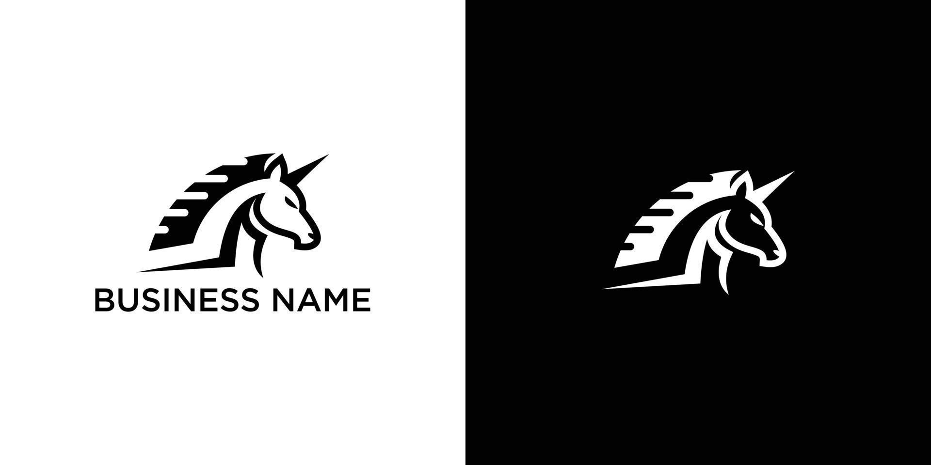 personalizzato, creativo e astratto unicorno o cavallo logo design vettore