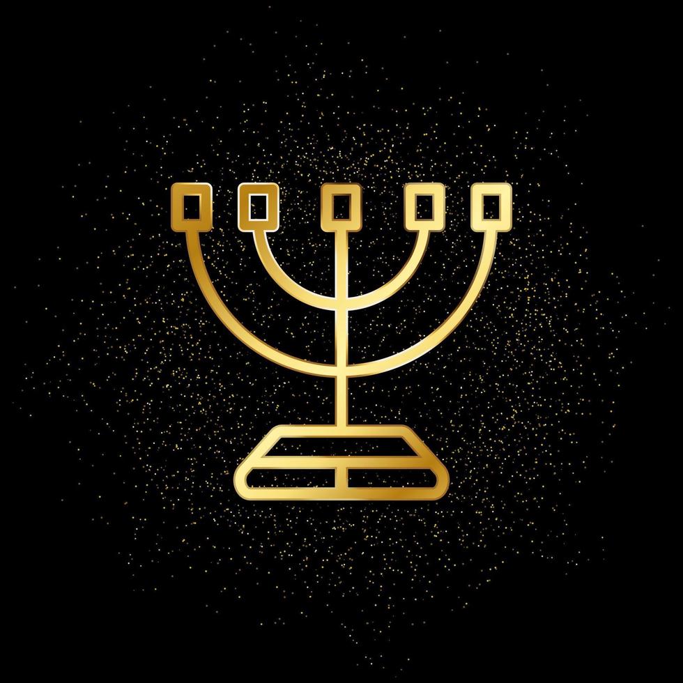 menorah oro icona. vettore illustrazione di d'oro particella sfondo.. spirituale concetto vettore illustrazione .
