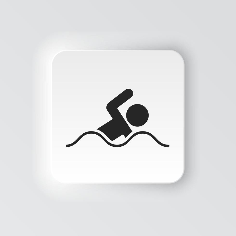 rettangolo pulsante icona nuotare uomo. pulsante bandiera rettangolo distintivo interfaccia per applicazione illustrazione su neomorfo stile su bianca sfondo vettore