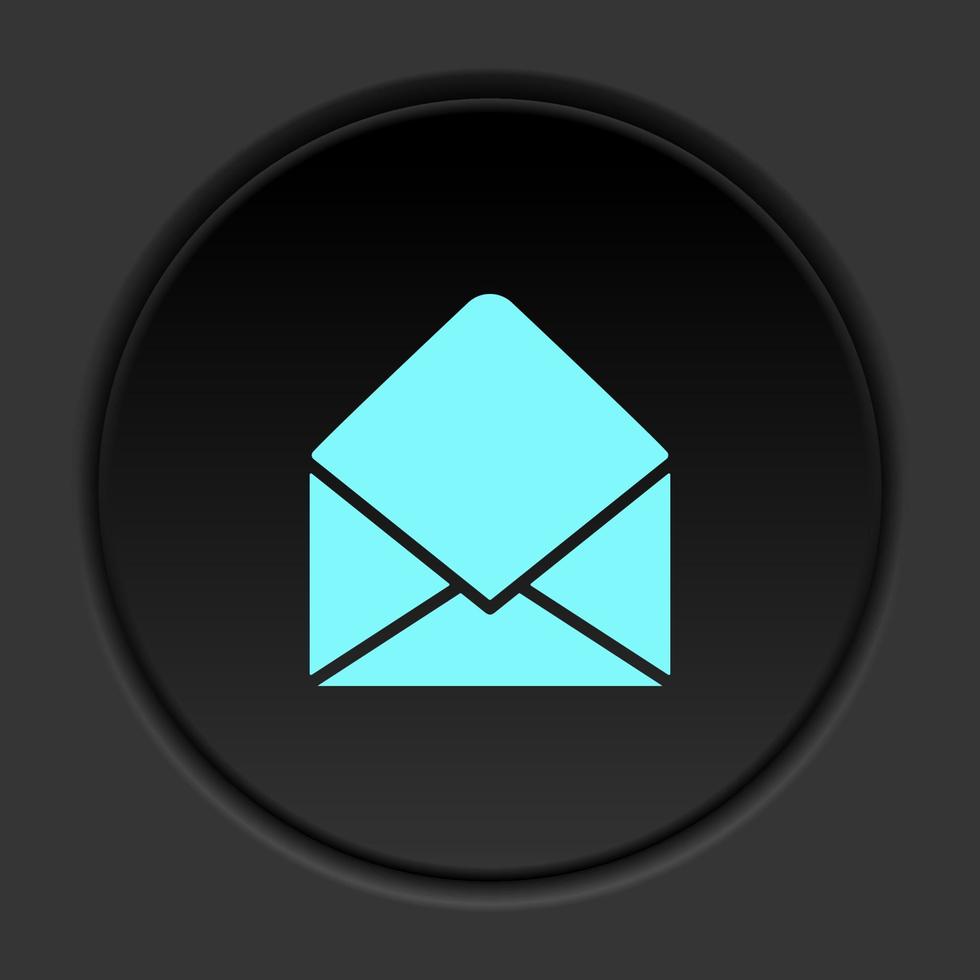 il giro pulsante icona, e-mail. pulsante bandiera il giro, distintivo interfaccia per applicazione illustrazione su buio sfondo vettore