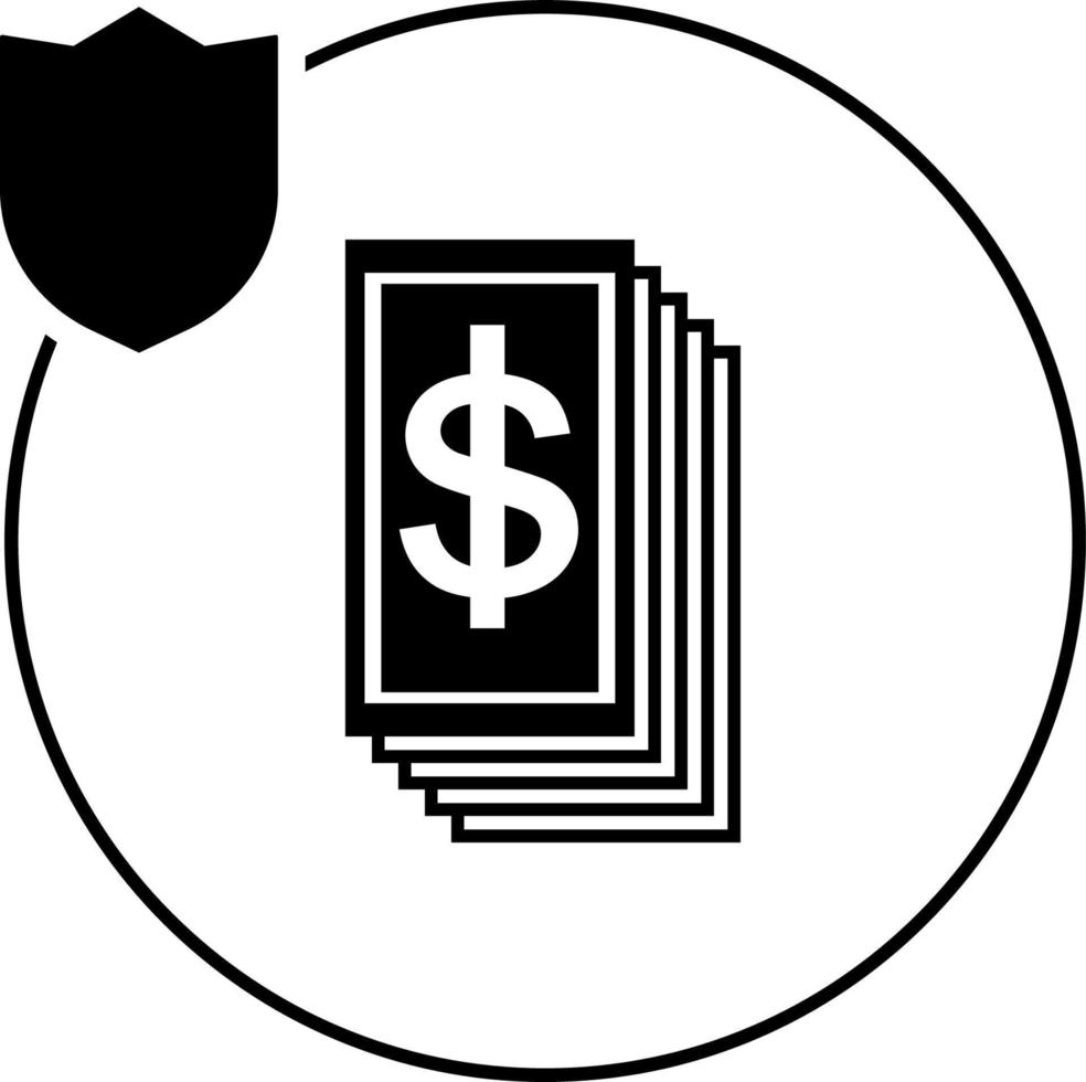 i soldi, attività commerciale, assicurazione icona illustrazione isolato vettore cartello simbolo - assicurazione icona vettore nero - vettore su bianca sfondo