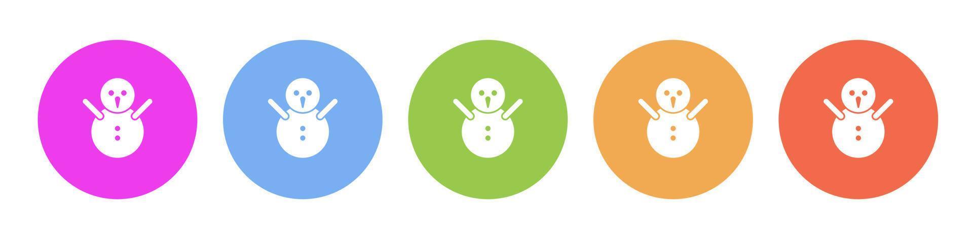Multi colorato piatto icone su il giro sfondi. pupazzo di neve, Natale multicolore cerchio vettore icona su bianca sfondo