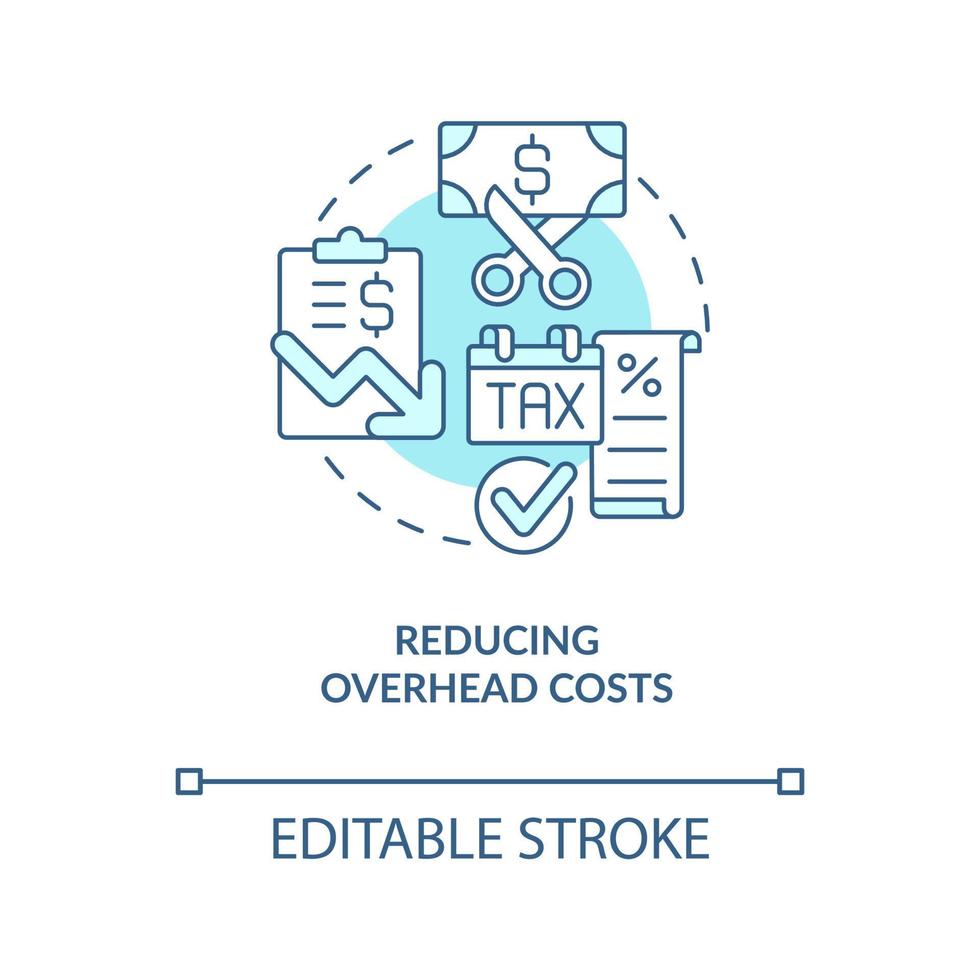 riducendo alto costi turchese concetto icona. Salva i soldi. casa attività commerciale vantaggio astratto idea magro linea illustrazione. isolato schema disegno. modificabile ictus vettore