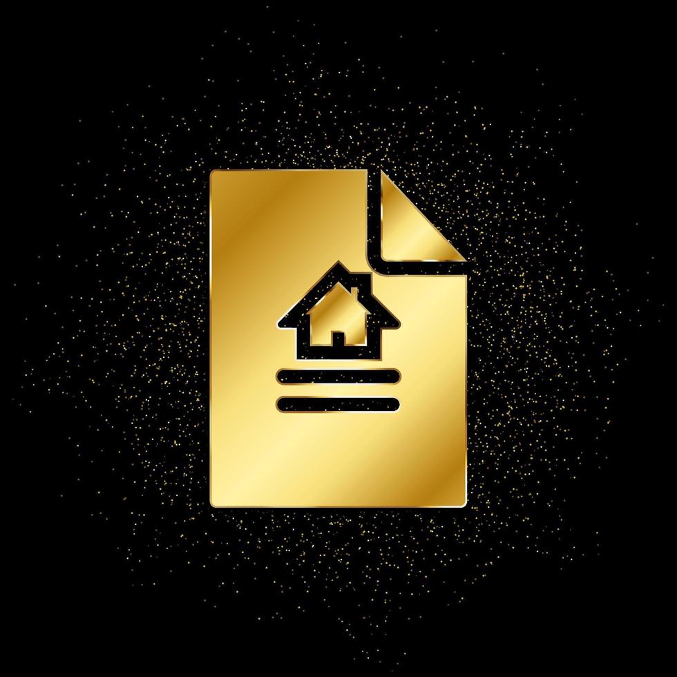 casa, Casa, assicurazione, politica oro, icona. vettore illustrazione di d'oro particella sfondo . vettore oro sfondo