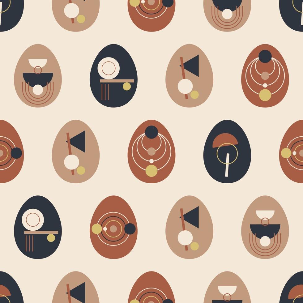 boho pasqua concept design. Vector seamless pattern con uova in pastelli e terracotta, colori marroni, illustrazioni vettoriali piatte