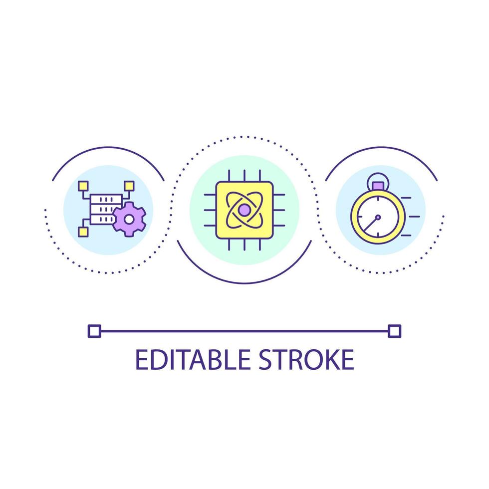 emergenza dati analisi ciclo continuo concetto icona. digitale tecnologia. vero tempo informazione in lavorazione astratto idea magro linea illustrazione. isolato schema disegno. modificabile ictus vettore