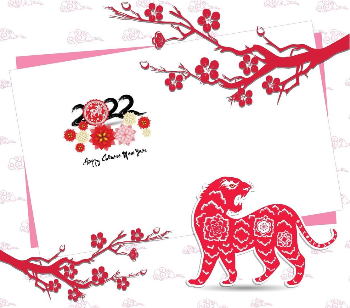 felice anno nuovo cinese 2022 - anno della tigre. modello di progettazione banner capodanno lunare. vettore