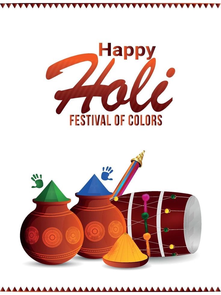 felice volantino o poster di celebrazione di holi vettore