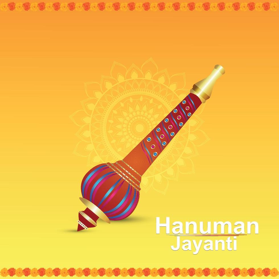 biglietto di auguri hanuman jayanti con arma lord hanuman vettore